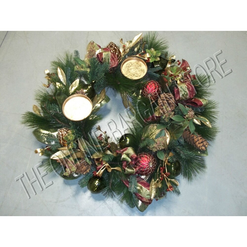 Frontgate Christmas Holiday Centerpiece Table Wreath Pinecones Red Green 32"
